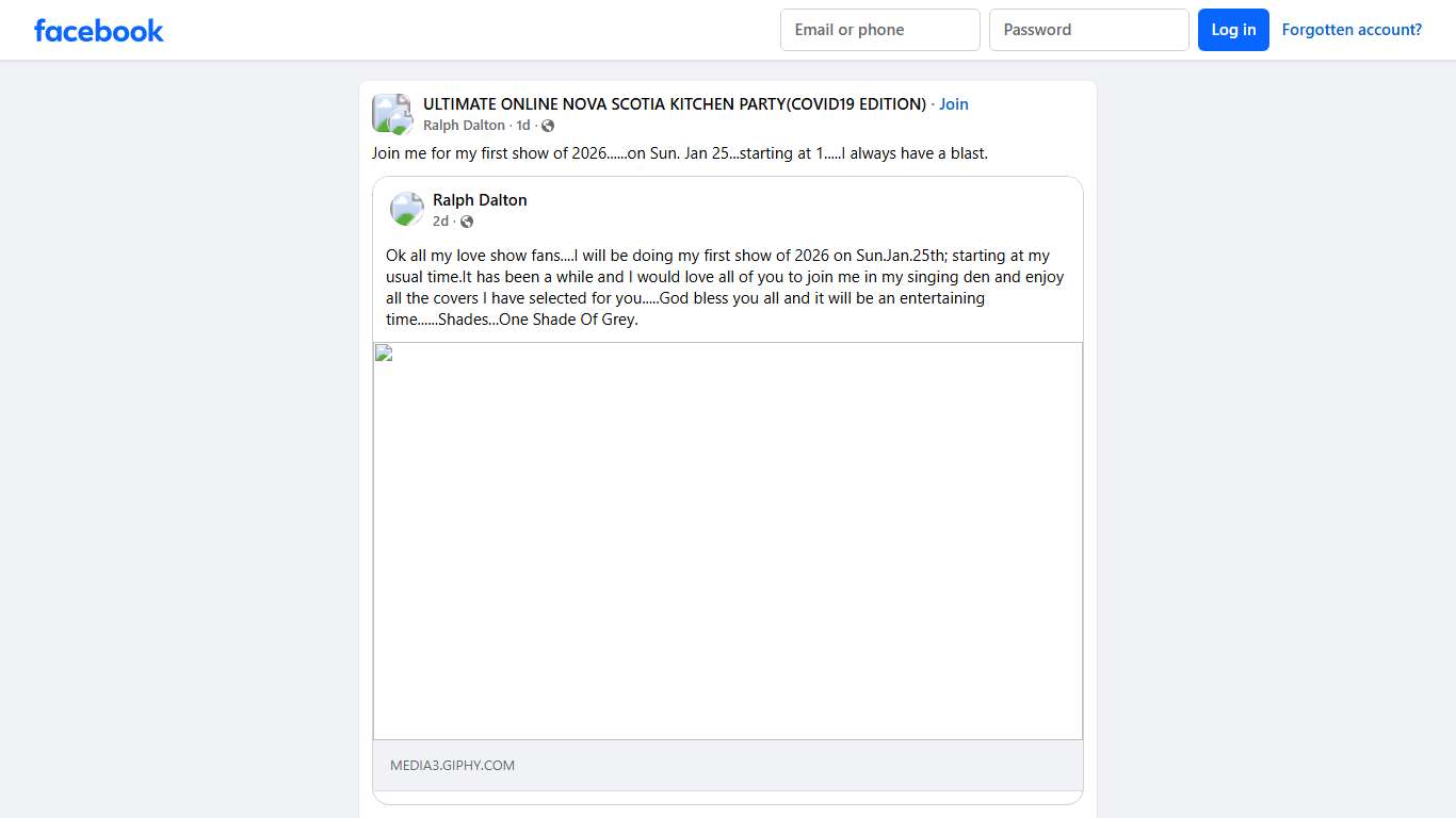 ULTIMATE ONLINE NOVA SCOTIA KITCHEN PARTY(COVID19 EDITION) | Join me for my first show of 2026......on Sun | Facebook